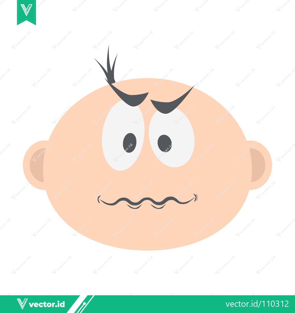 Premium Vector dari Cartoon baby face with worried expression and furrowed brows