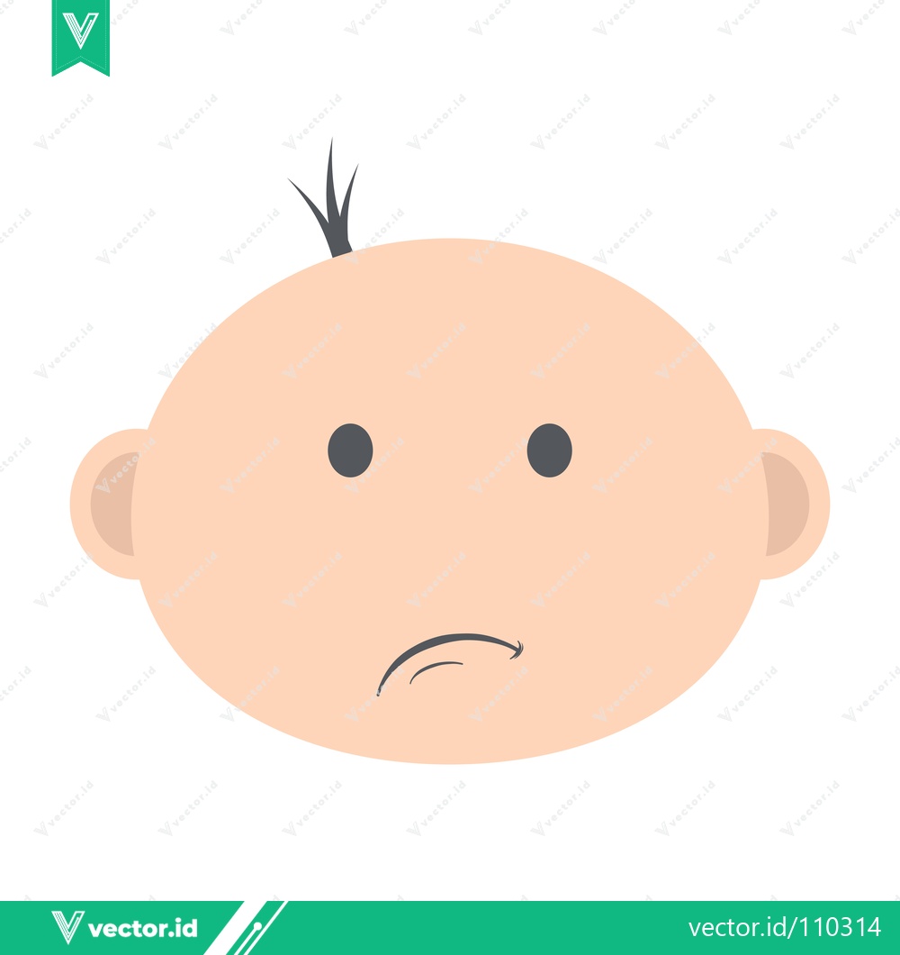 Premium Vector of Sad Baby Face Icon Vector Illustration