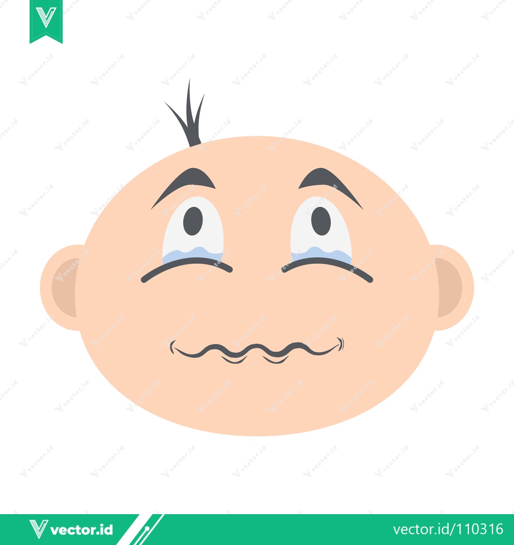 Premium Vector dari Cartoon Baby Face Crying Sad Emotion Illustration