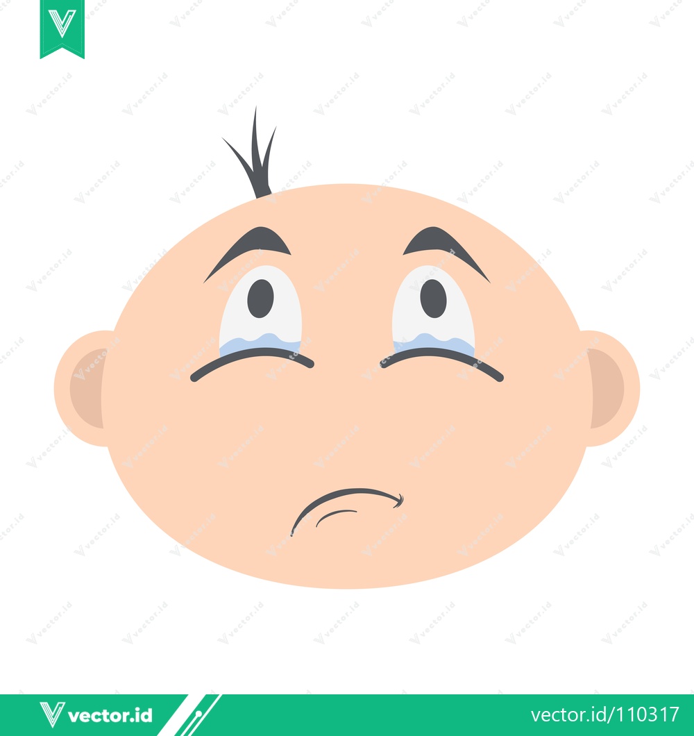 Premium Vector of Sad Baby Face with Tears Crying Emotion Illustration
