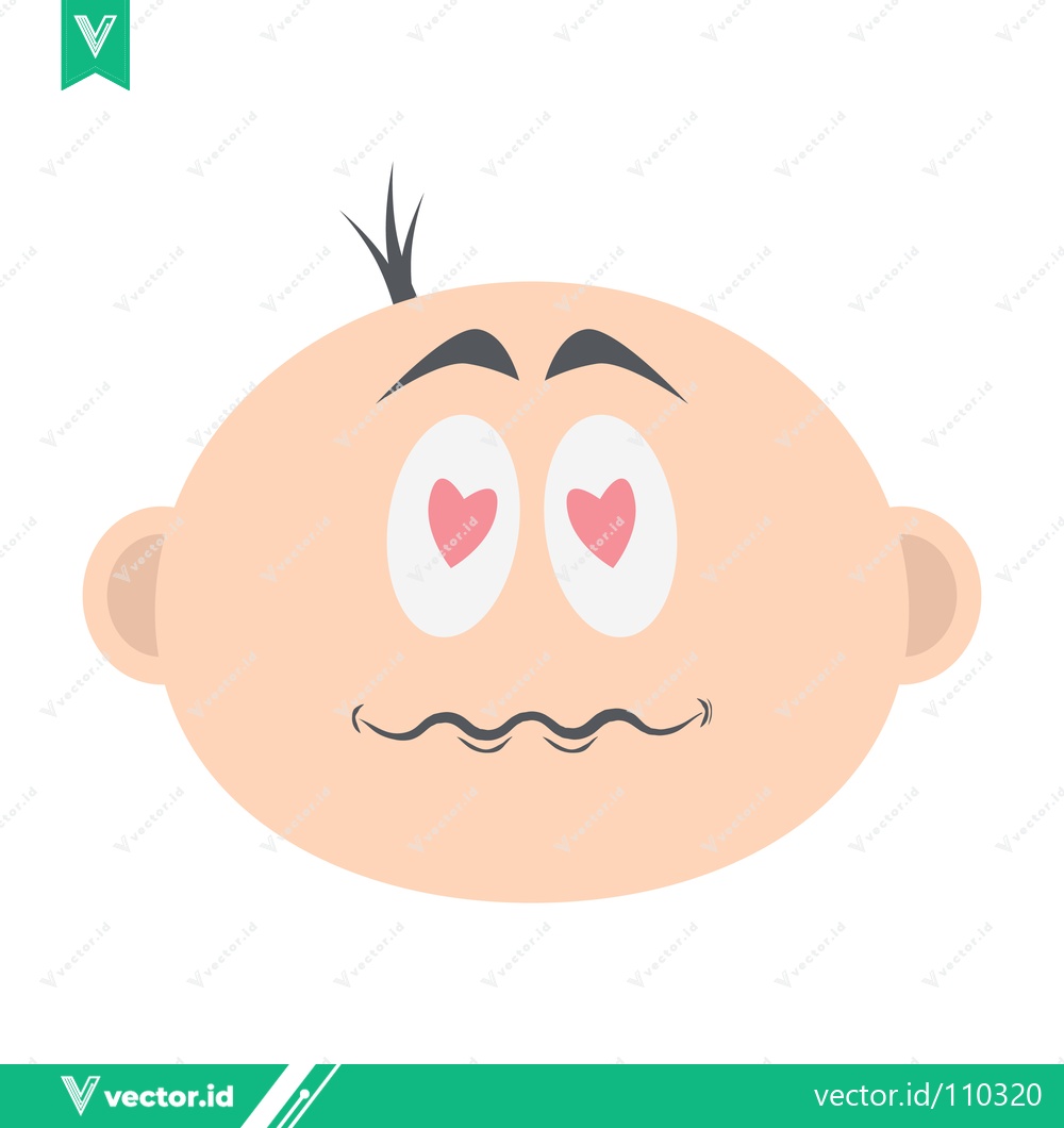 Premium Vector dari Cartoon Baby Face with Heart Eyes and Wavy Mouth