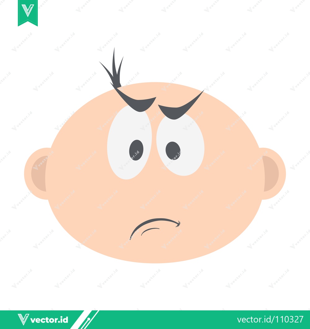 Premium Vector dari Cartoon face of an angry baby with furrowed brows and a grumpy mouth