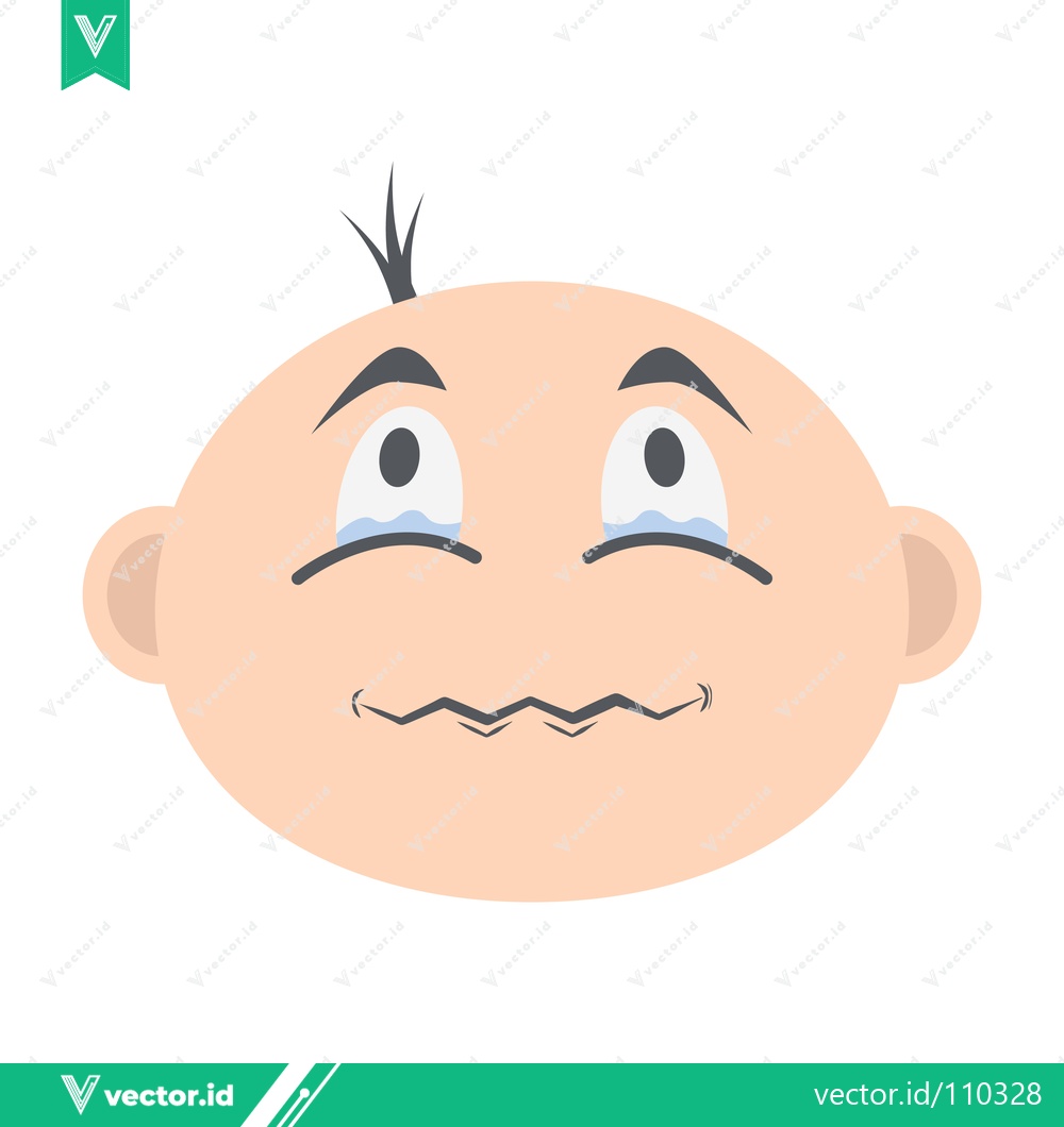 Premium Vector of Cartoon Baby Face Expressing Sadness and Worry