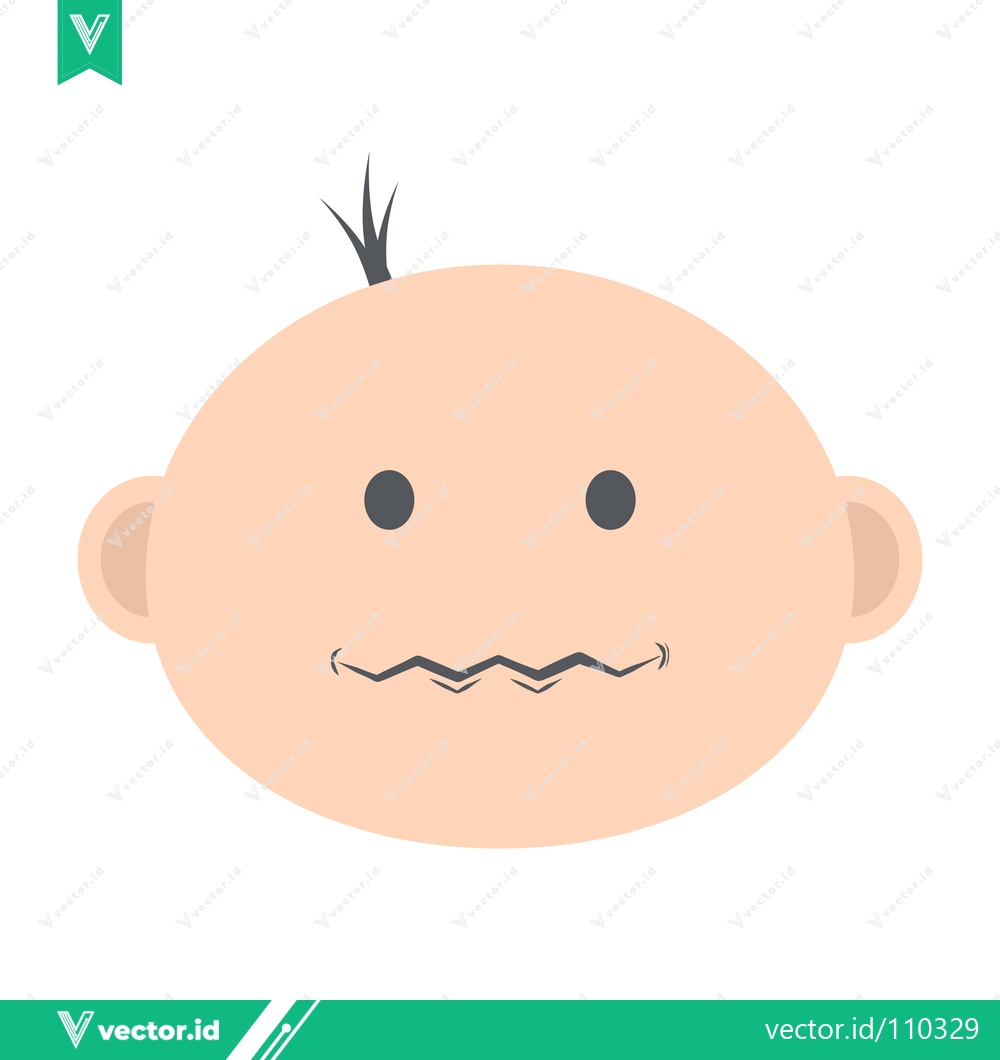 Premium Vector dari Funny Baby Face with Worried Expression and Single Hair