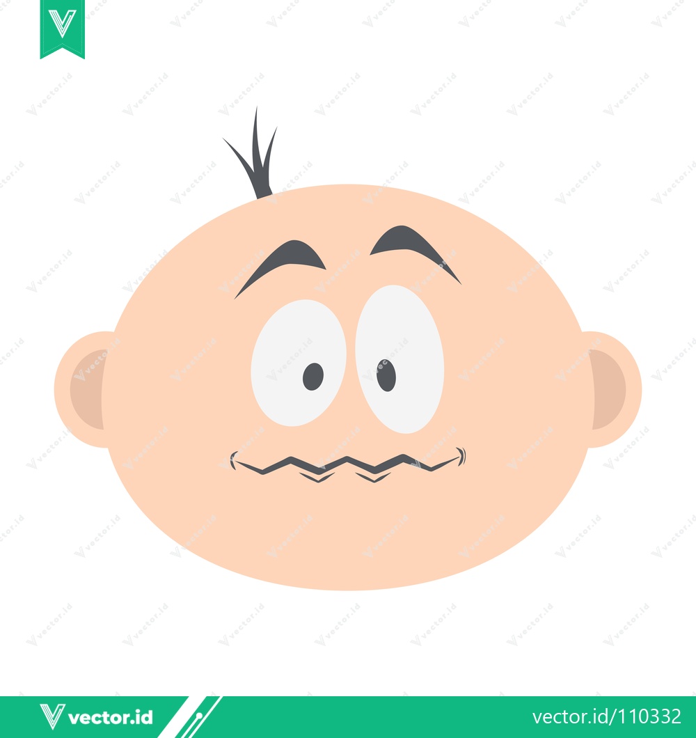 Premium Vector dari Cartoon baby face with worried expression and big eyes