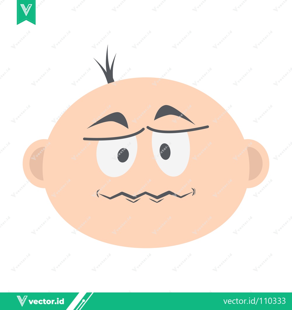 Premium Vector dari Cartoon Baby Face with Skeptical Expression and Wavy Mouth