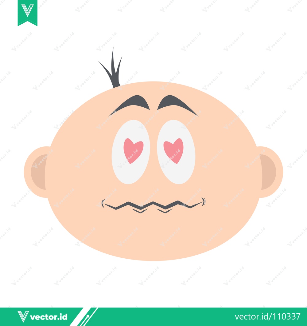 Premium Vector of Cute Baby Face with Heart Eyes and Wavy Mouth