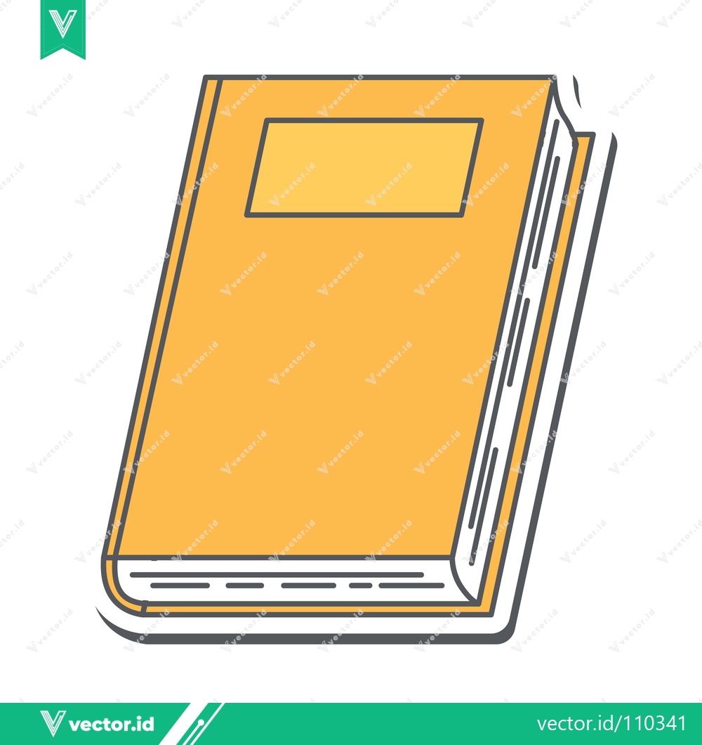 Premium Vector of A simple illustration of an open book with a yellow cover and a blank label on the front