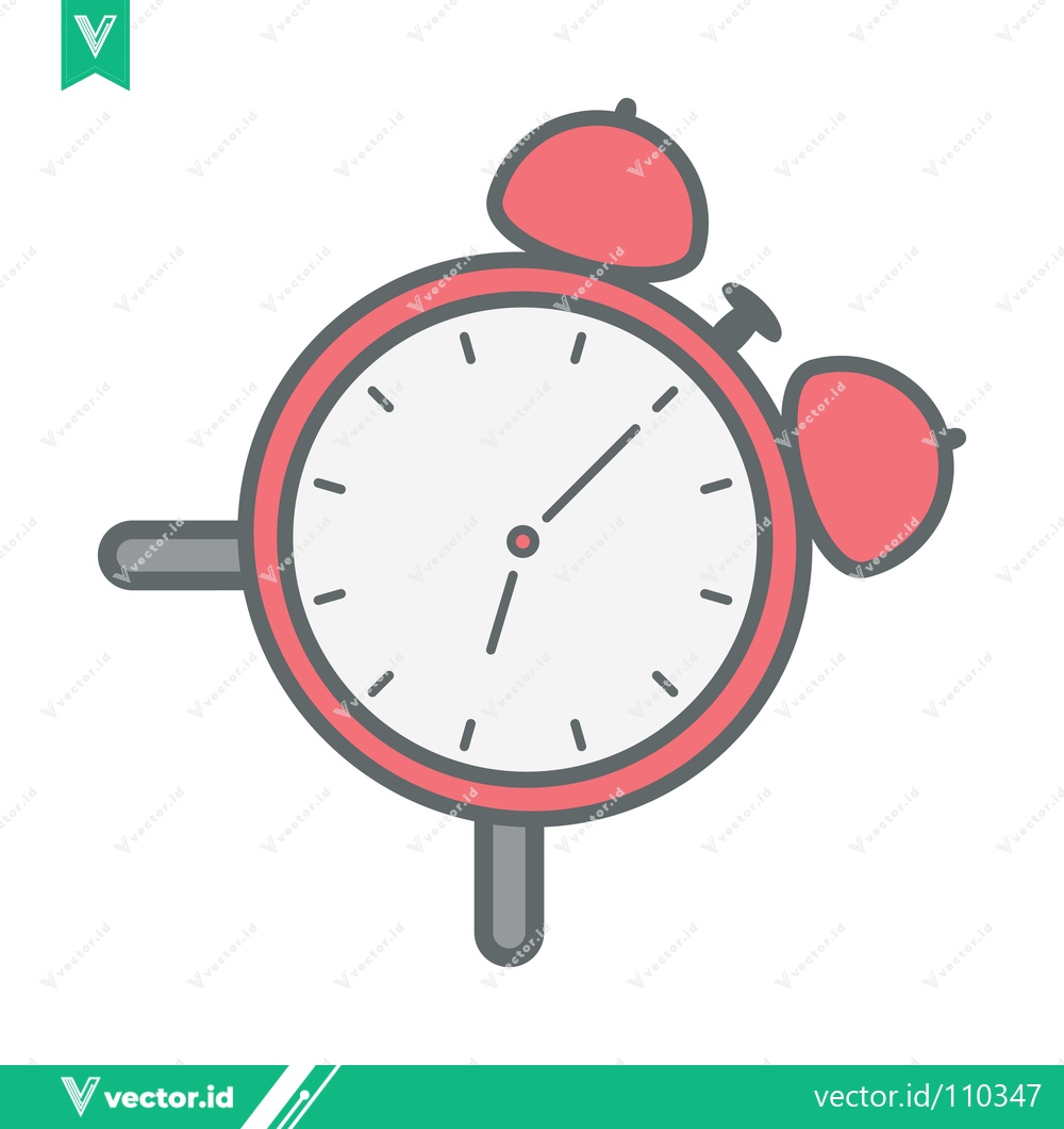 Premium Vector dari Red Alarm Clock Icon with Bells and Hands