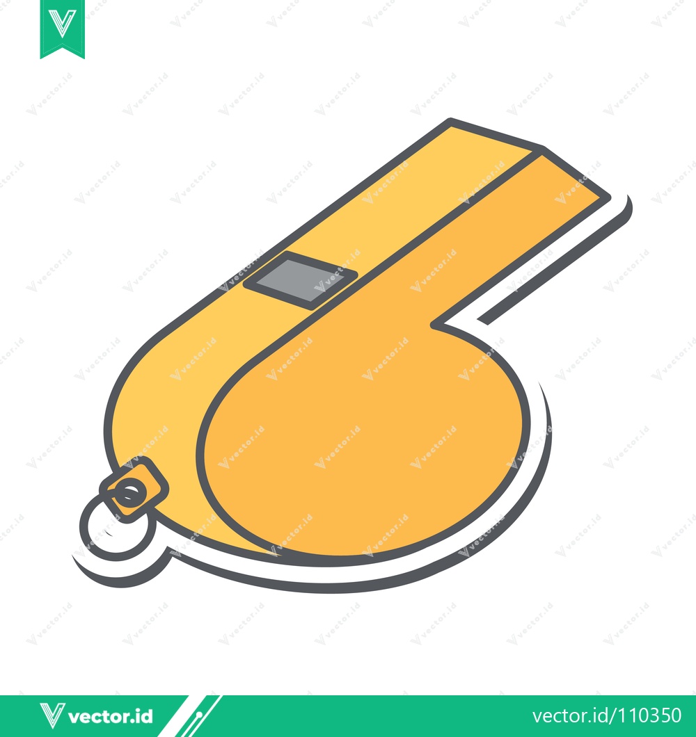 Premium Vector dari A bright yellow whistle with a black accent isolated on a white background