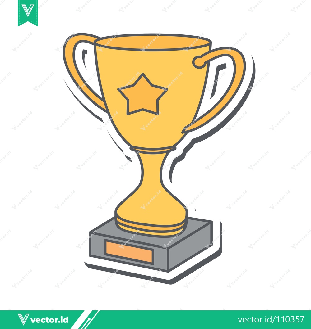 Premium Vector dari Golden Trophy with Star Emblem on Pedestal