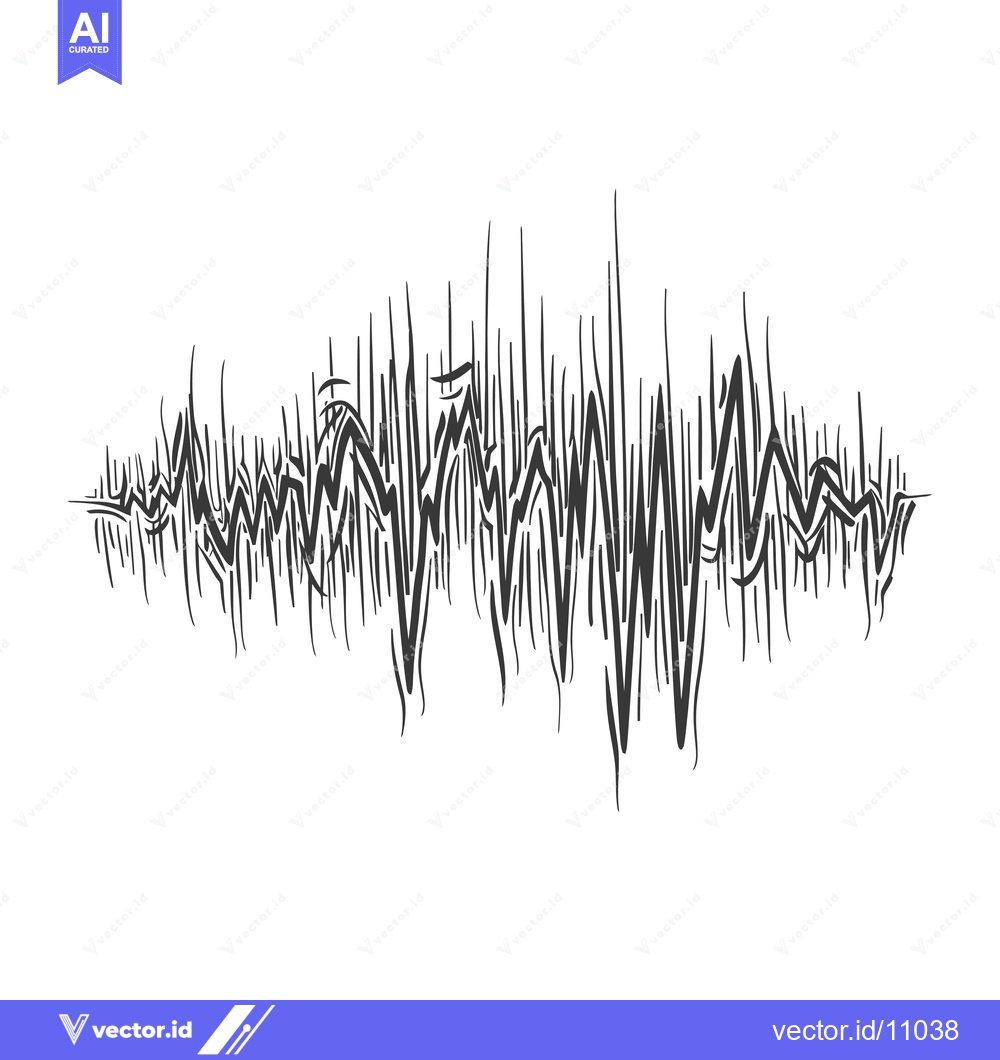 Premium Vector of Abstract black and white line art representing a wave or sound wave