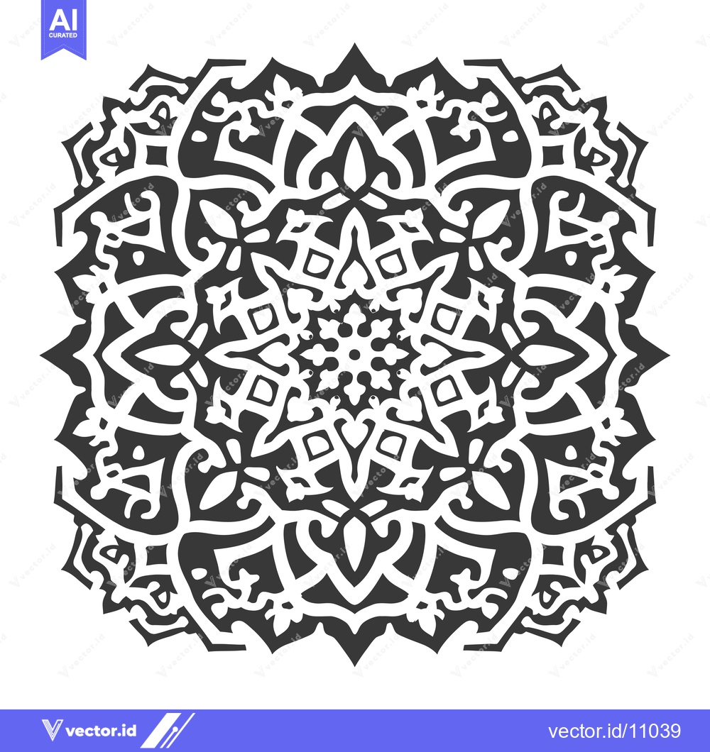 Premium Vector dari Abstract Black and White Mandala with Intricate Floral Design