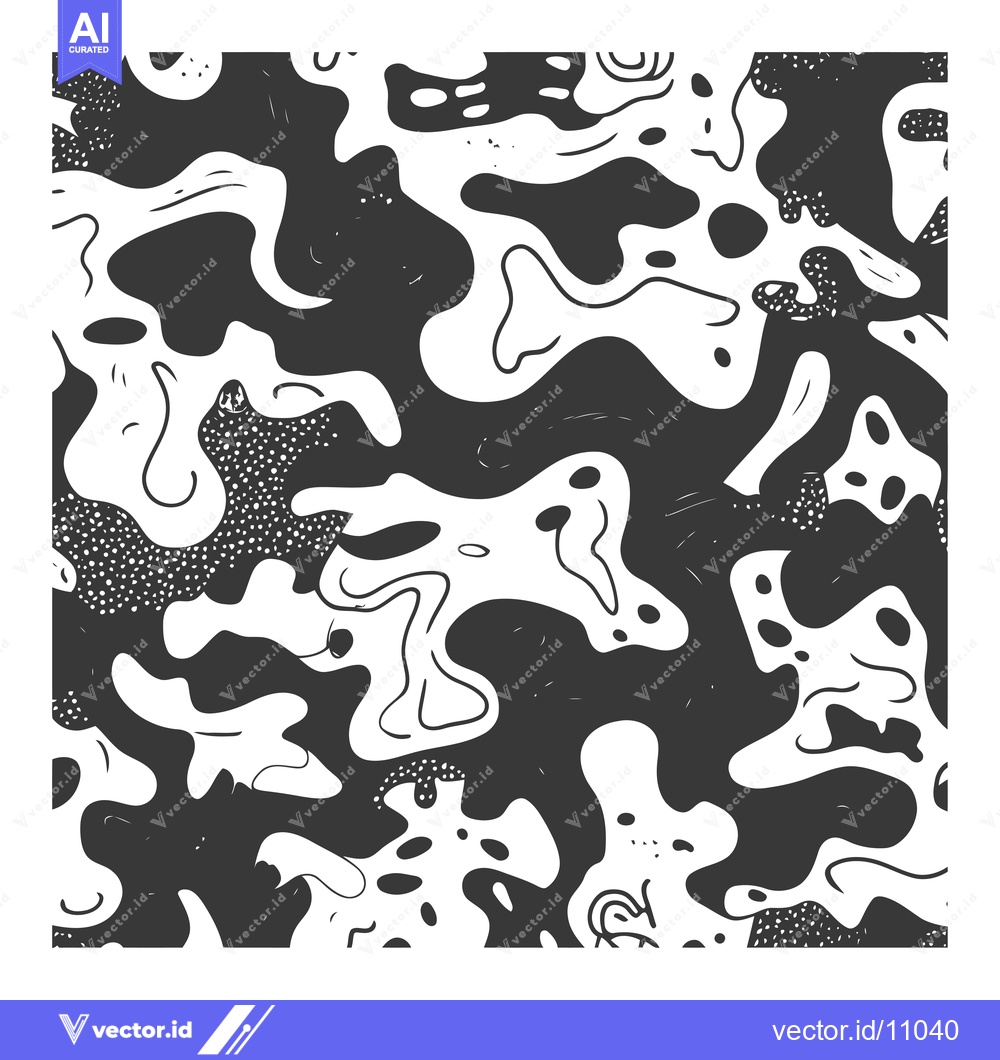 Premium Vector dari Abstract Black and White Organic Pattern with Dotted Detail