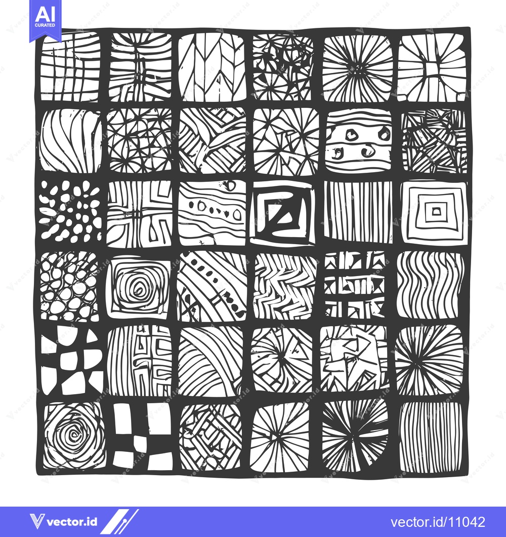 Premium Vector dari Abstract Black and White Pattern of Hand-Drawn Geometric Shapes