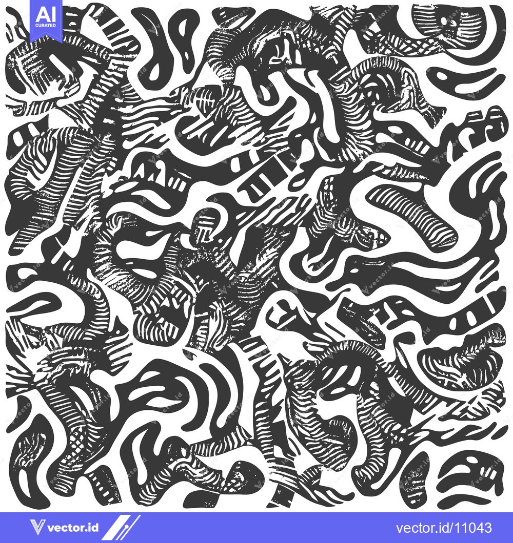 Premium Vector dari Abstract Black and White Pattern of Intertwined Shapes