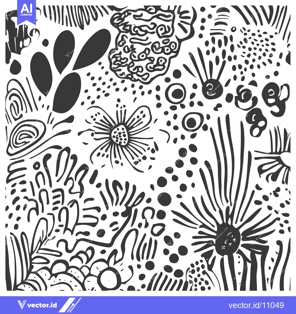 Premium Vector dari Abstract Black and White Pattern with Geometric Shapes and Organic For