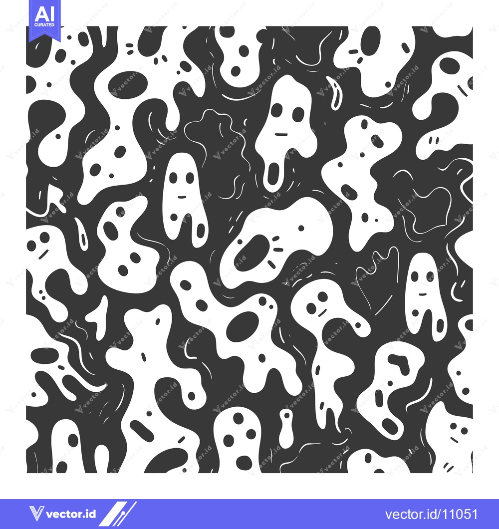 Premium Vector dari Abstract Black and White Pattern with Ghost-Like Shapes