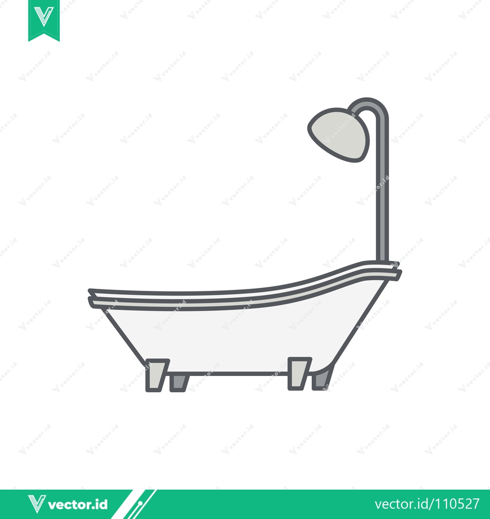 Premium Vector dari Simple Line Art Illustration of a Bathtub with Shower Head