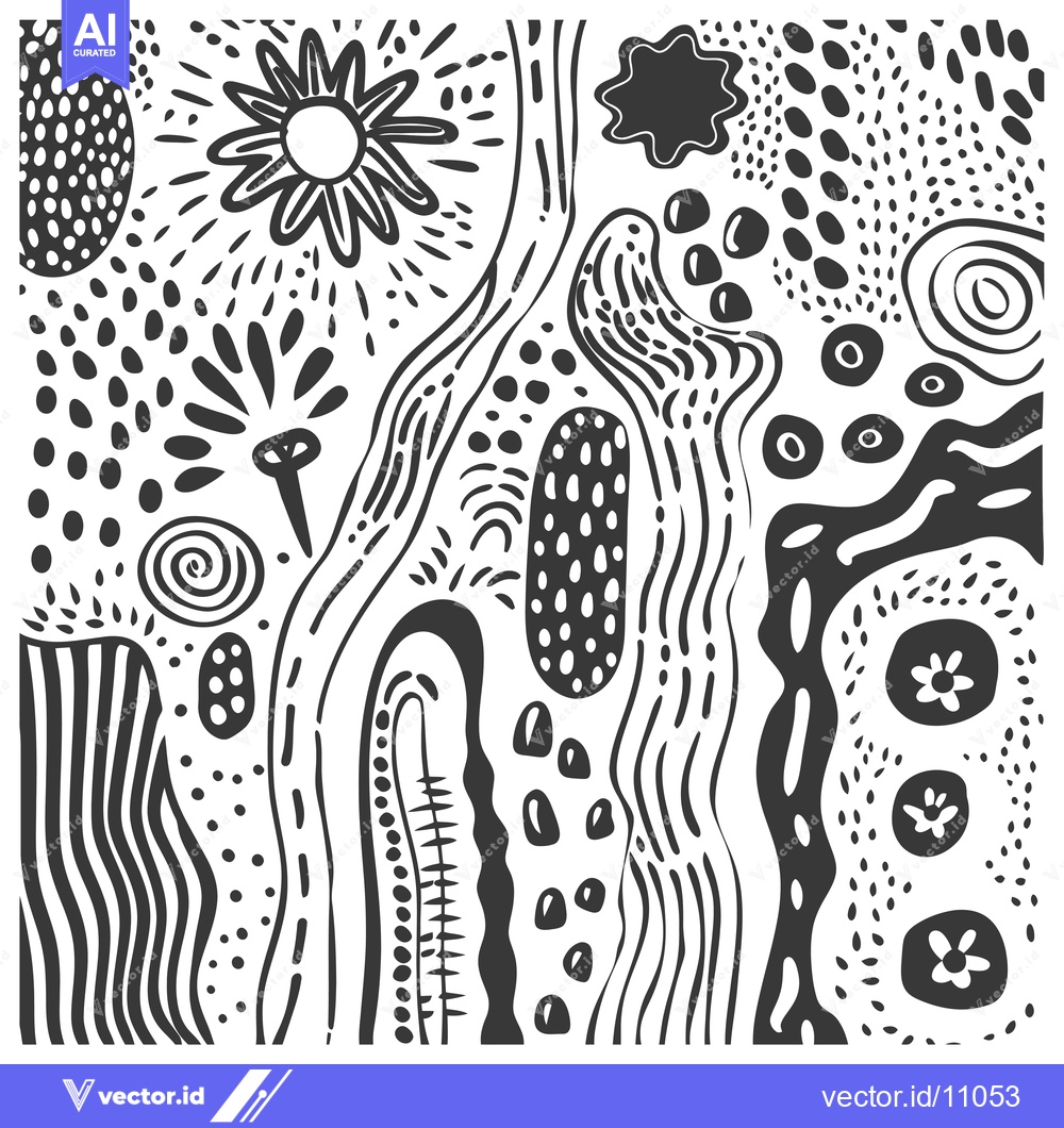 Premium Vector dari Abstract Black and White Pattern with Organic Shapes and Flowers