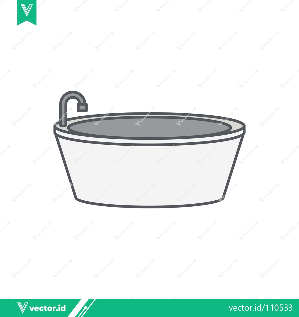 Premium Vector dari Simple Line Drawing of a Bathtub with Faucet