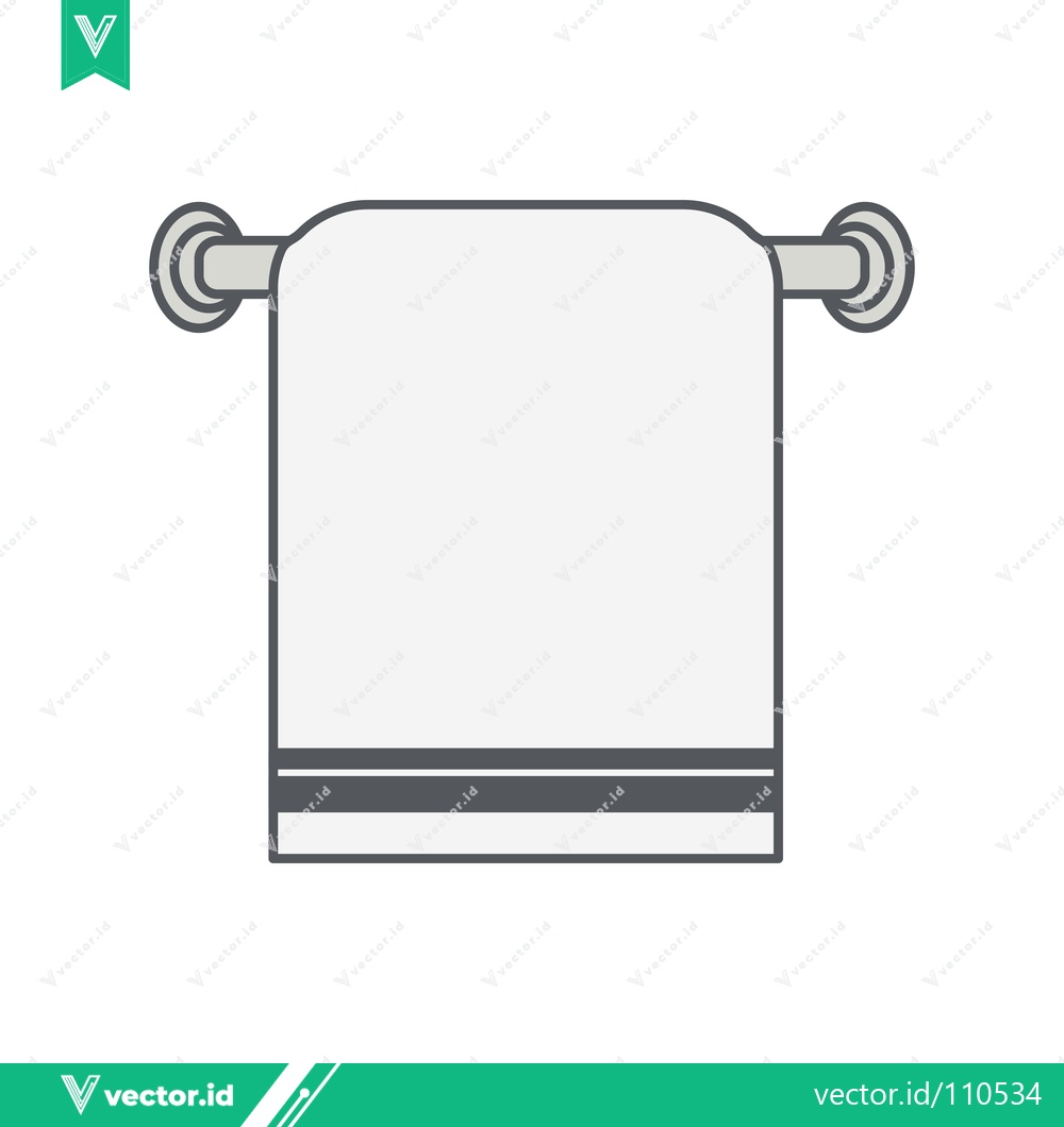 Premium Vector dari Simple Flat Icon of a Towel Hanging on a Rack