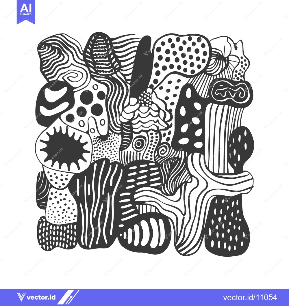 Premium Vector dari Abstract Black and White Pattern with Organic Shapes and Textures
