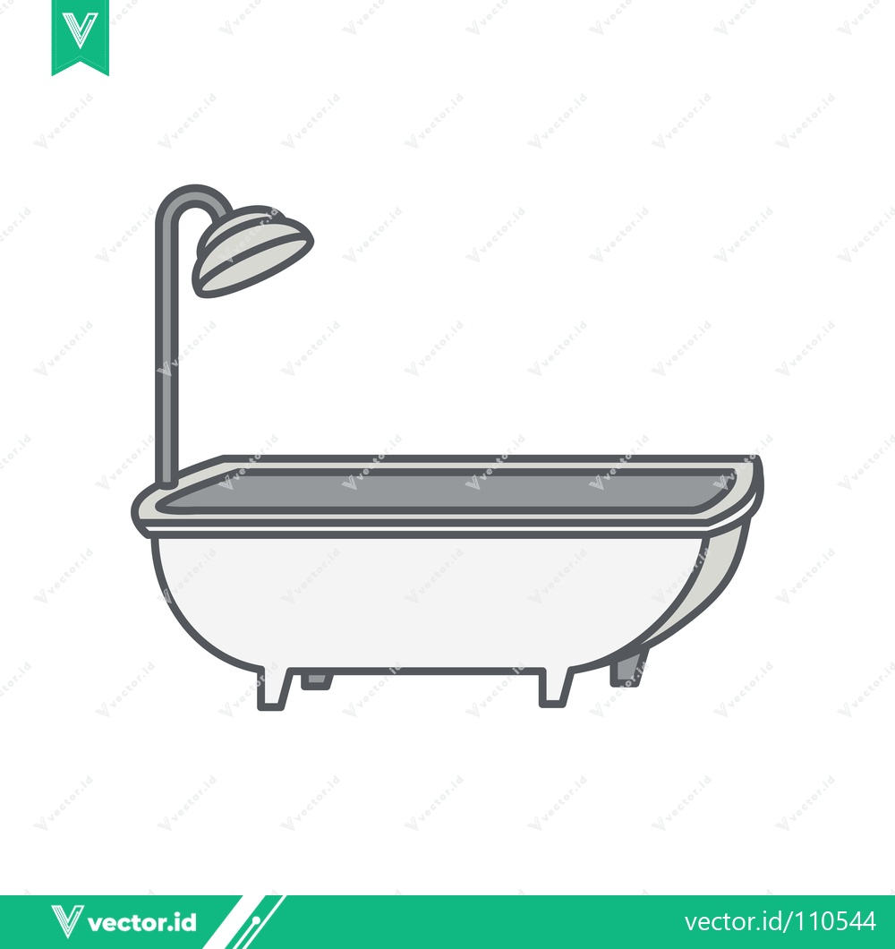 Premium Vector dari Bathtub with Shower Head Icon