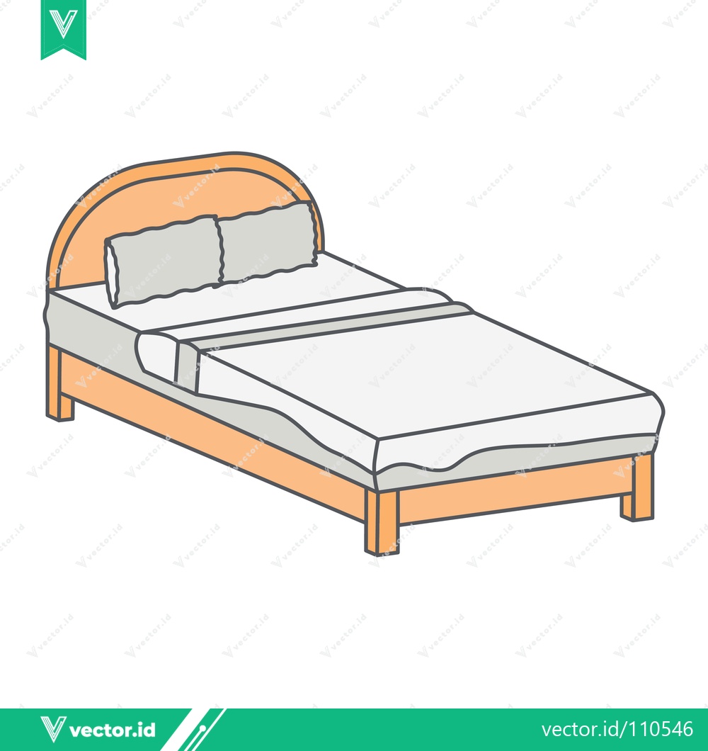 Premium Vector dari Simple Illustration of a Wooden Bed with White Linens and Pillows