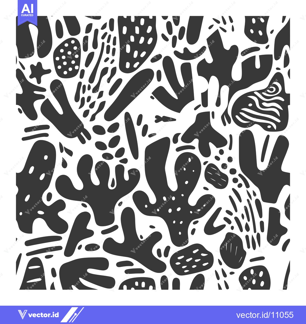 Premium Vector of Abstract black and white pattern with various shapes and textures
