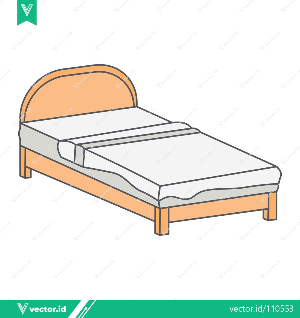 Premium Vector dari Simple Wooden Bed with White Bedding and Curved Headboard