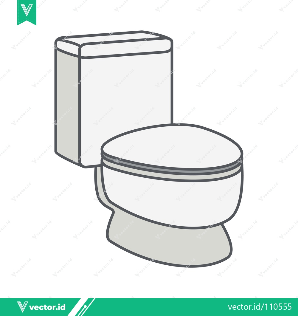 Premium Vector of Modern Toilet Bowl with Water Tank Illustration