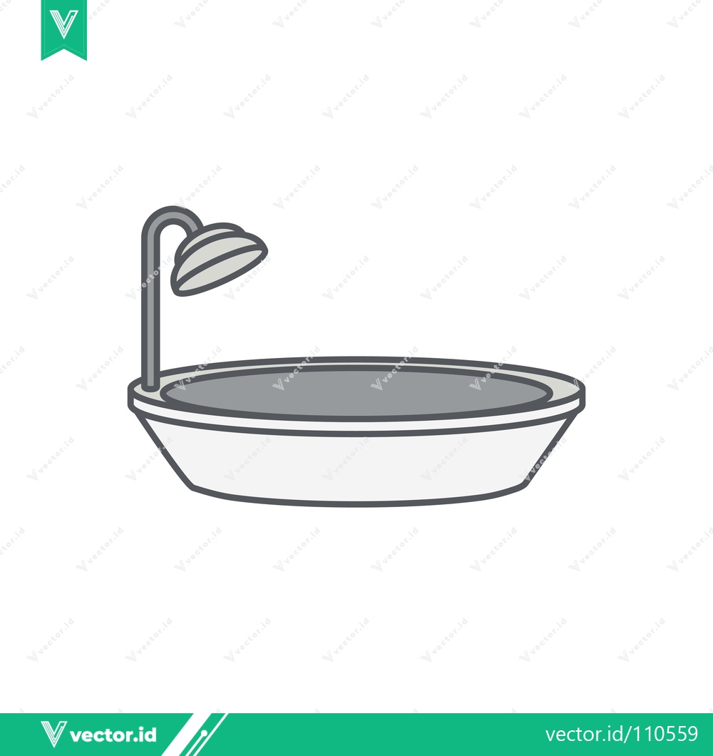 Premium Vector of Simple Illustration of a Bathtub with Shower Head
