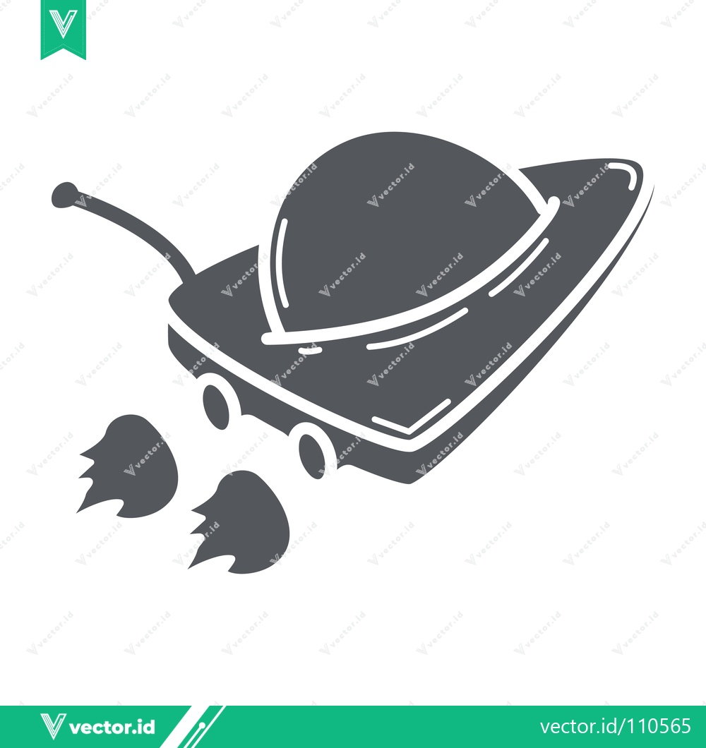 Premium Vector of Stylized UFO Spaceship Illustration with Exhaust Flames