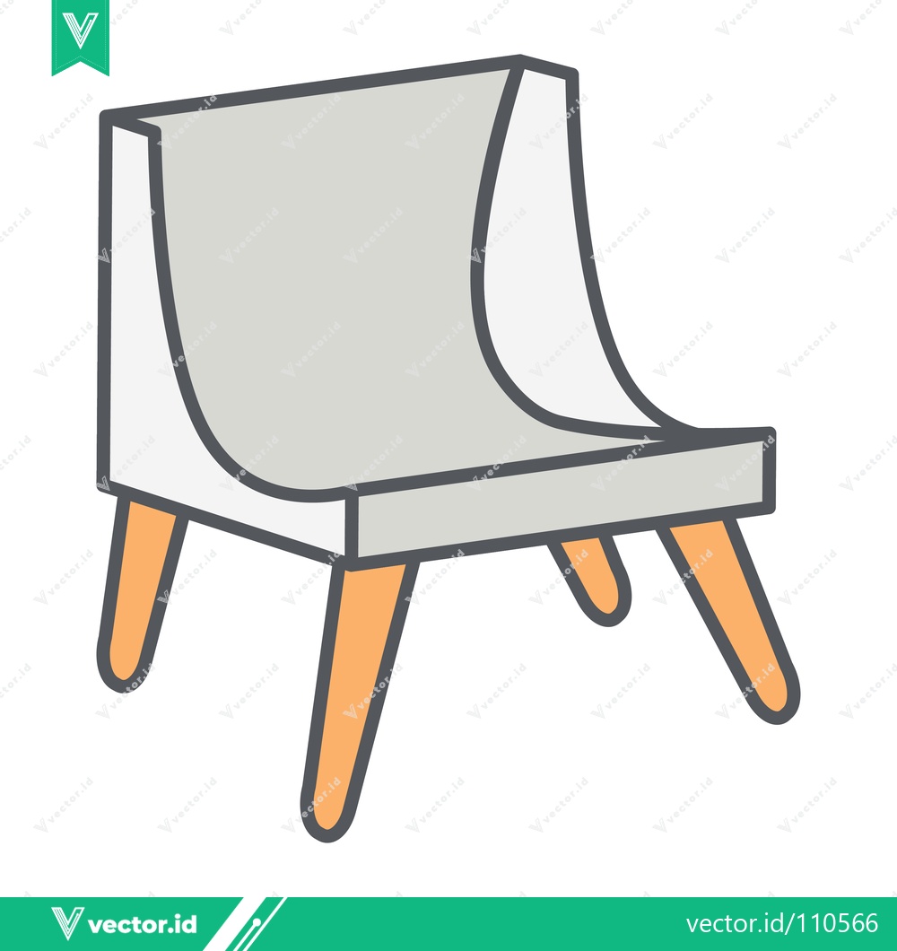 Premium Vector of Modern Minimalist Chair Icon with Wooden Legs