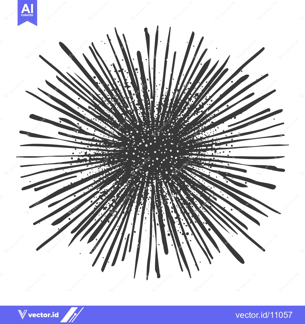 Premium Vector of Abstract Black and White Radial Burst with Splashes and Dots