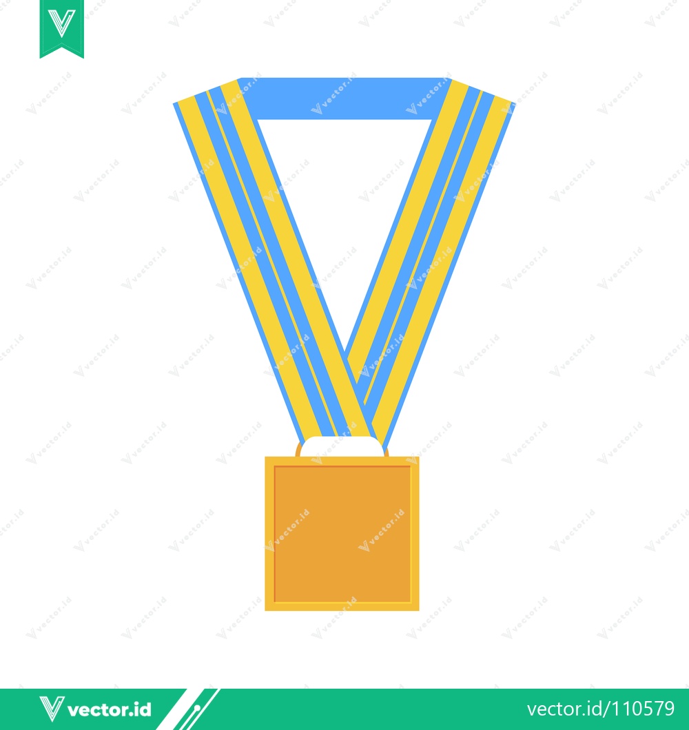 Premium Vector dari Golden Medal with Blue and Yellow Ribbon