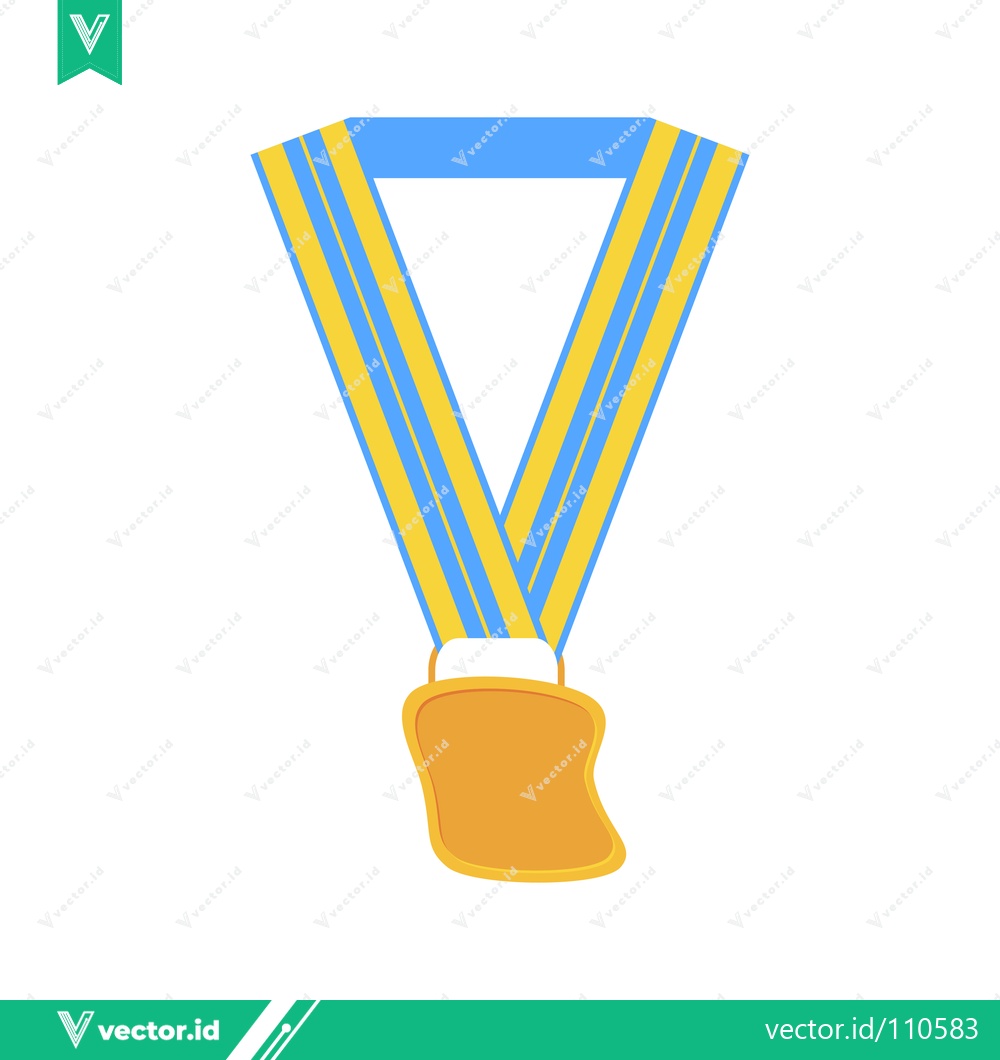Premium Vector dari Golden Medal with Blue and Yellow Ribbon