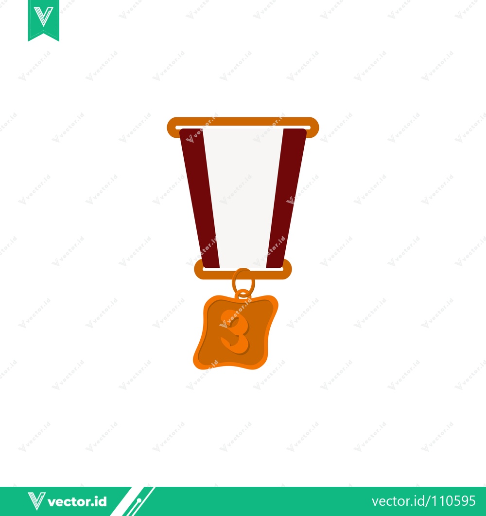 Premium Vector dari Bronze Medal with Ribbon for Third Place Victory