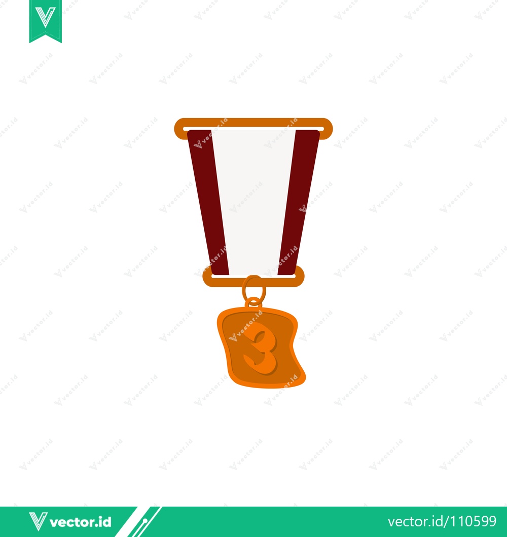 Premium Vector of Bronze Medal Award with Red Ribbon