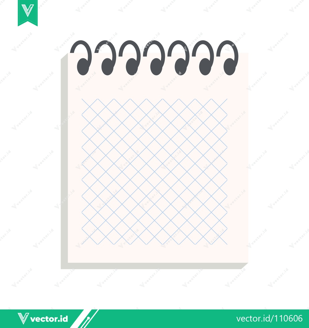 Premium Vector of Spiral Bound Notebook Page with Grid Paper and Wire Binding