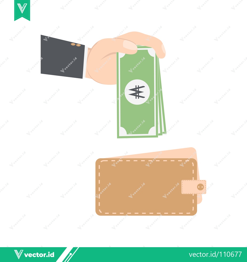 Premium Vector dari Hand giving South Korean Won bills into a wallet