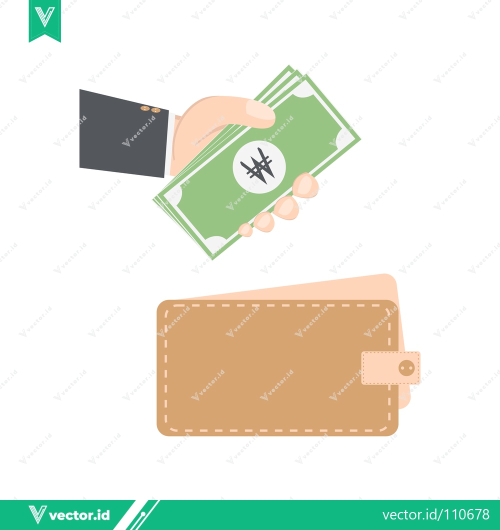 Premium Vector dari Hand giving money to wallet illustration