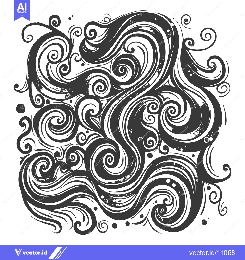 Premium Vector dari Abstract Black and White Swirling Design with Spirals