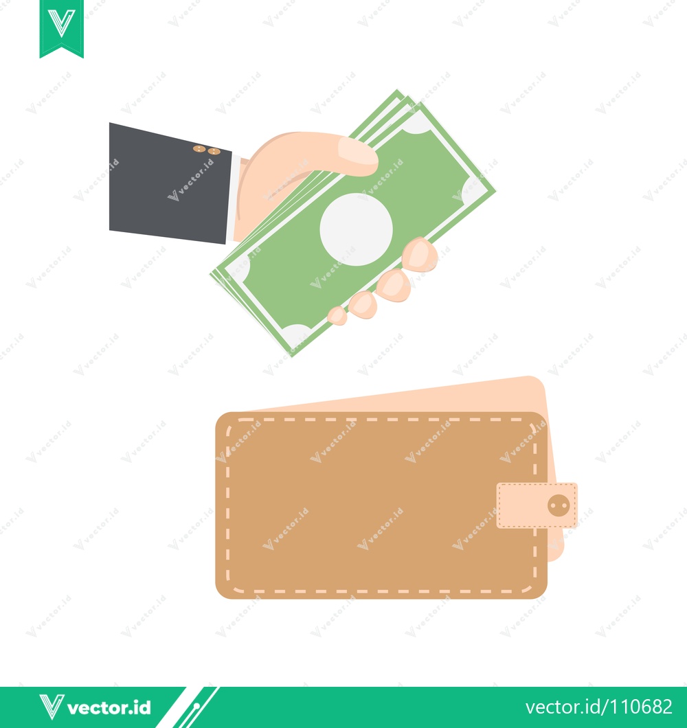 Premium Vector of Hand Giving Money to Wallet Illustration