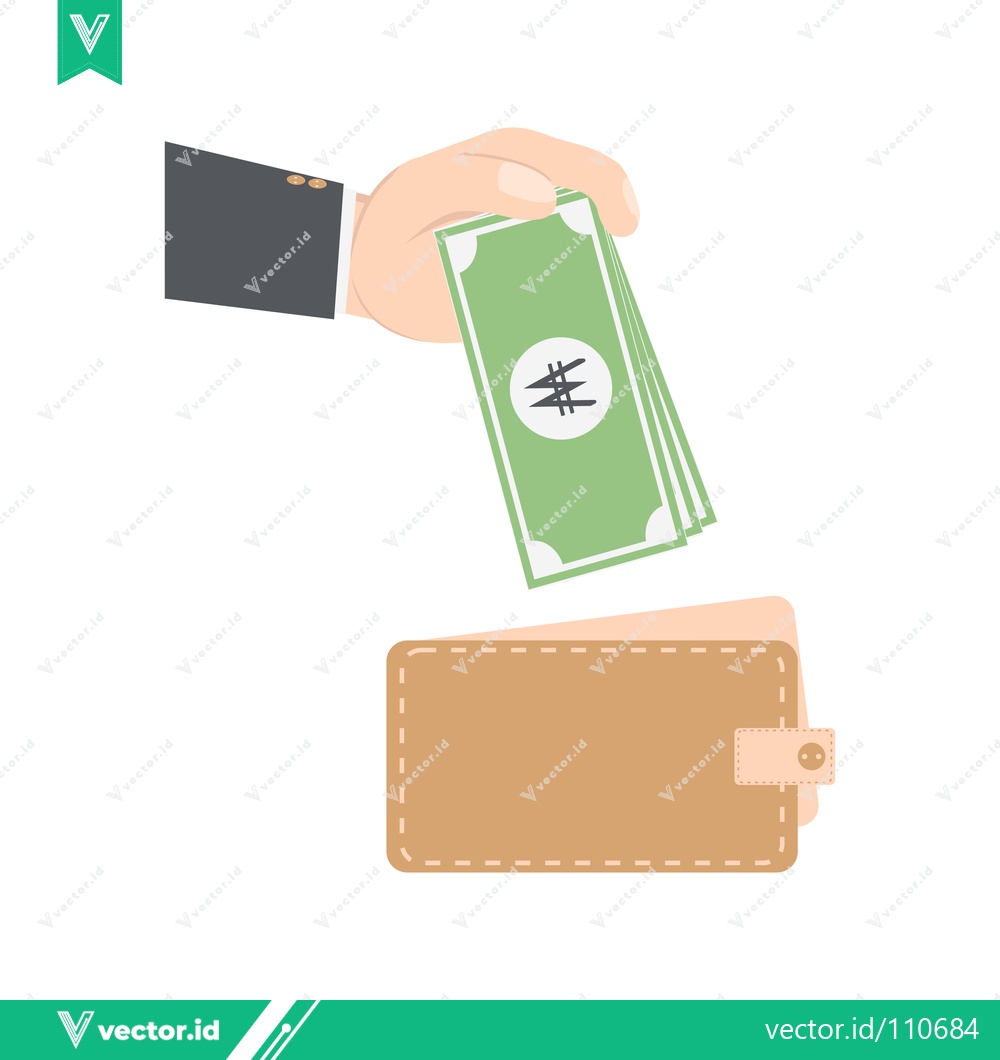 Premium Vector dari Hand inserting money into wallet for financial transaction