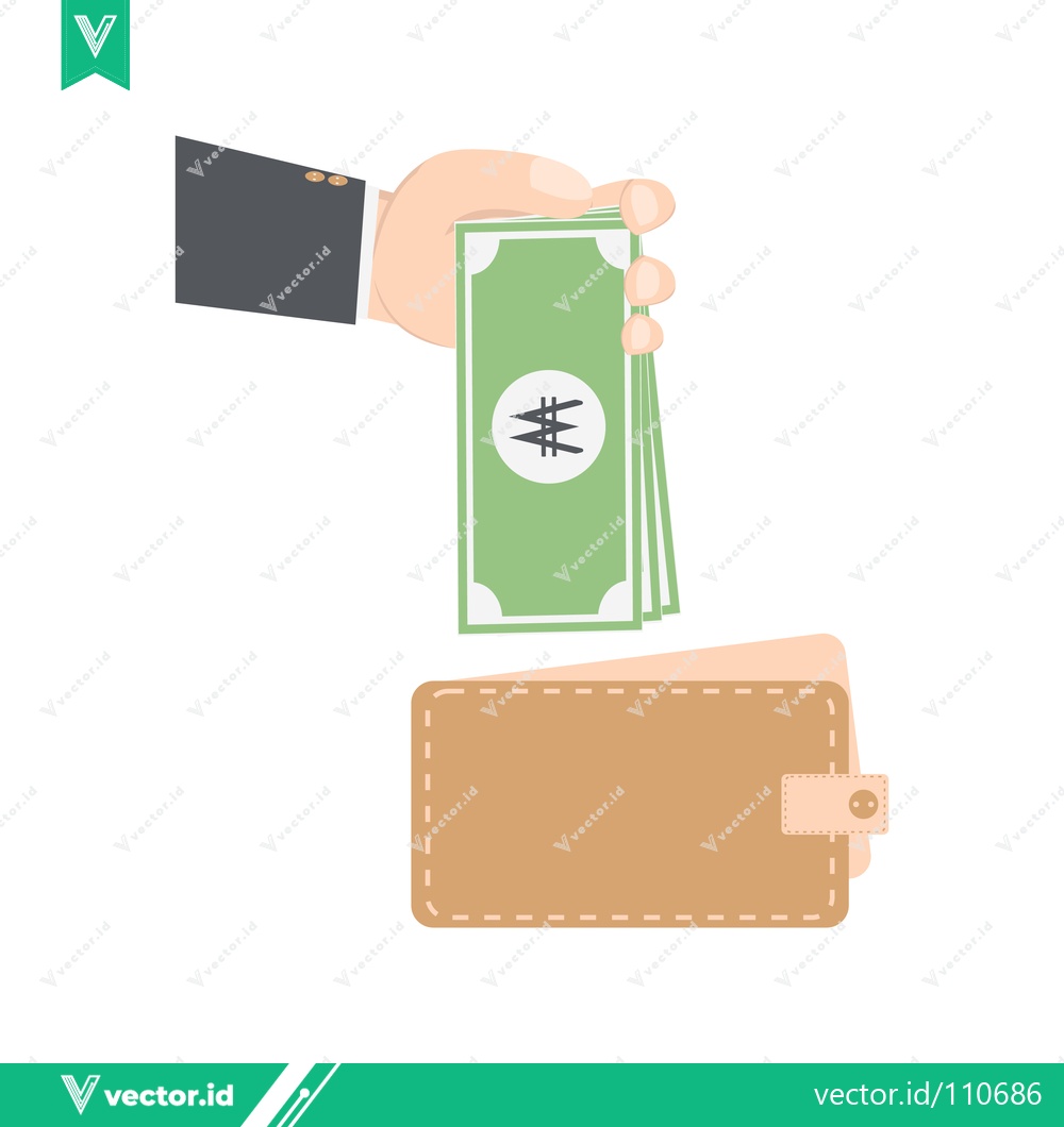 Premium Vector dari Hand giving money to wallet illustration