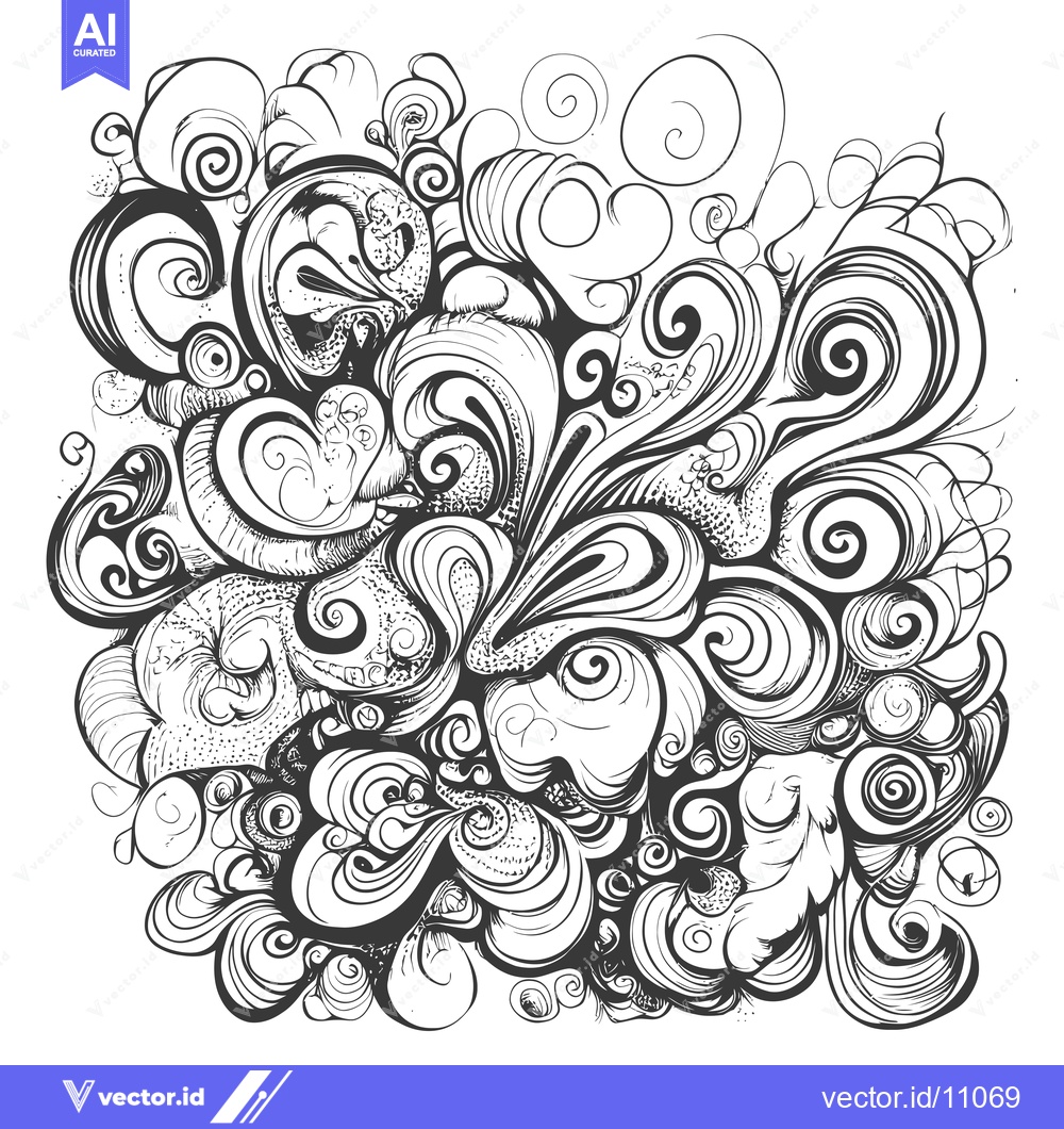 Premium Vector of Abstract black and white swirling doodle pattern