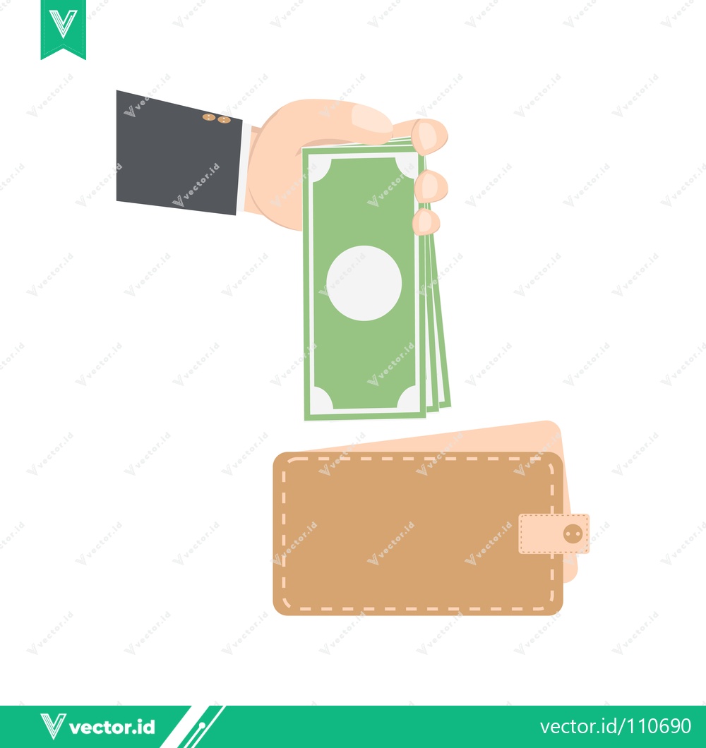 Premium Vector dari Hand holding money for wallet payment