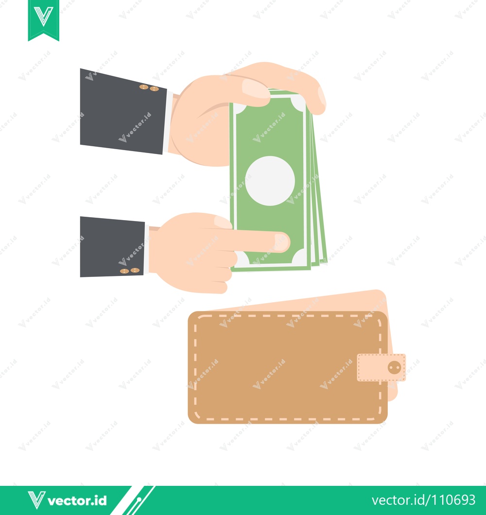 Premium Vector of Hand Giving Money to Wallet Illustration